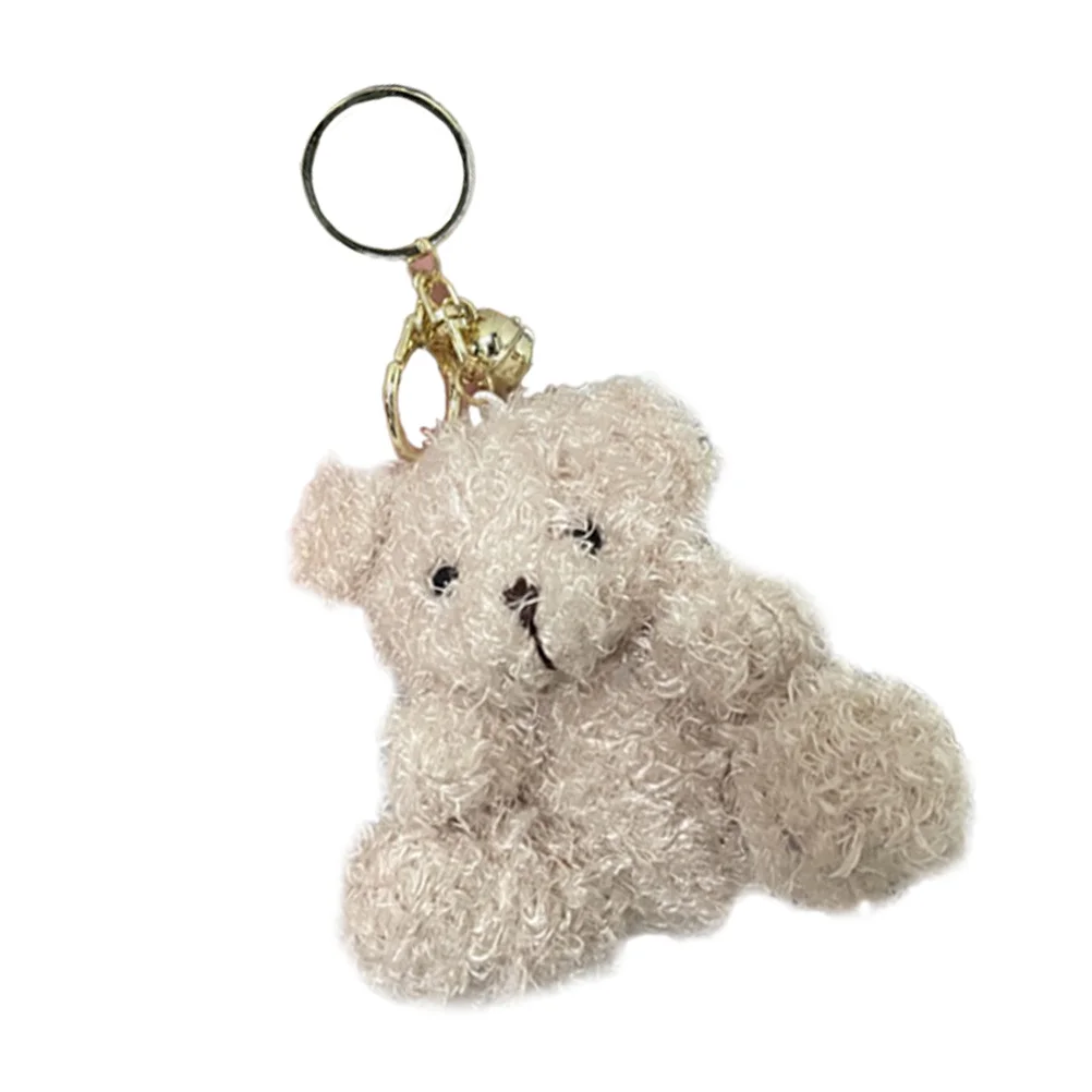 

1Pc Plush Bear Bear Doll Keychain Cartoon Bag Pendant for Lovers (Beige)