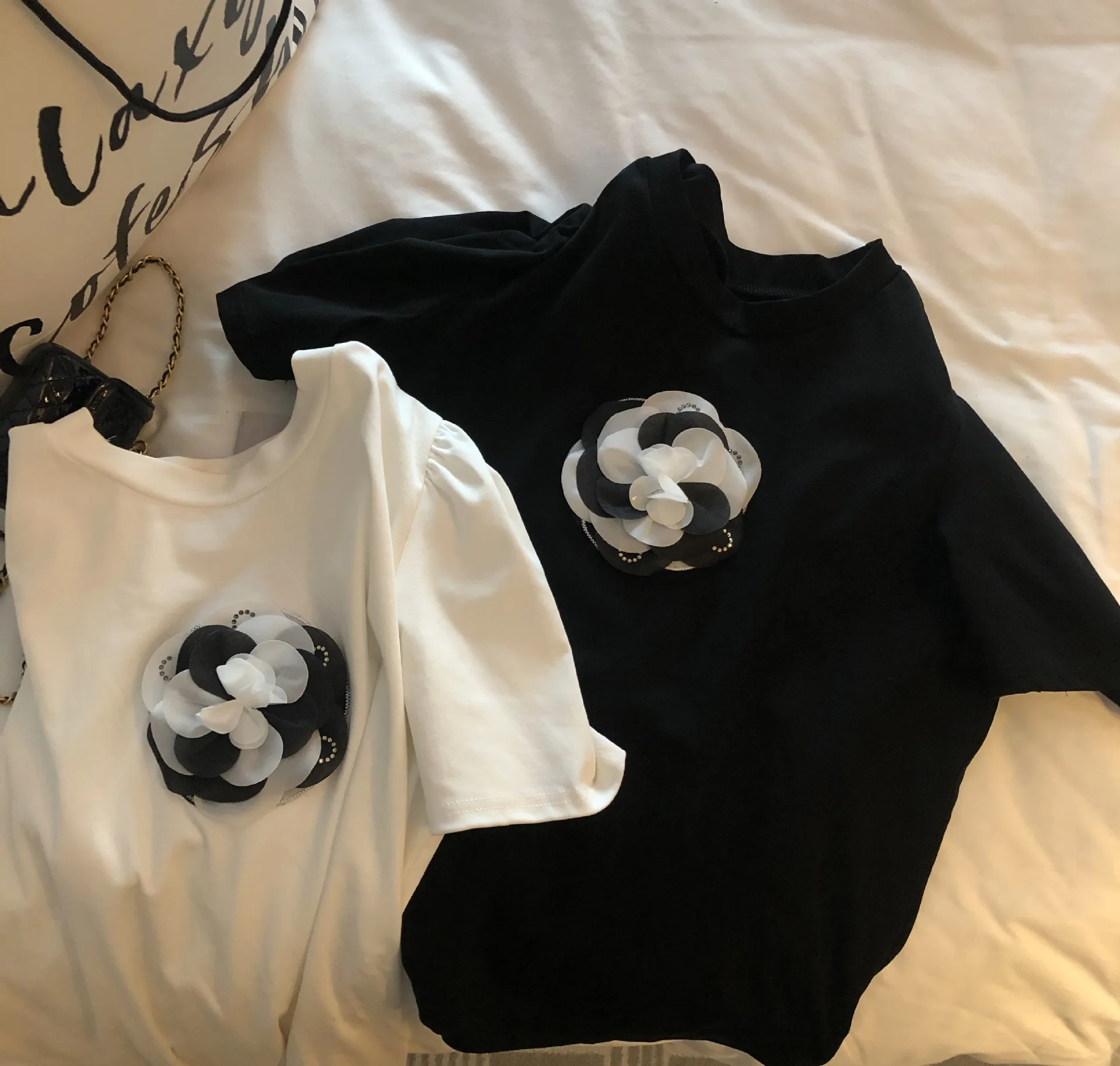 

TVVOVVIN Stylish Appliques Short Sleeve T-shirt Summer New Female O-neck Casual Simple All-match Loose Tops PPE9