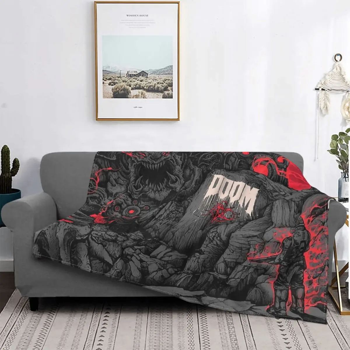 

Doom Blanket Flannel Autumn/Winter Ps4 Game Portable Super Soft Throw Blankets for Bed Car Plush Thin Quilt