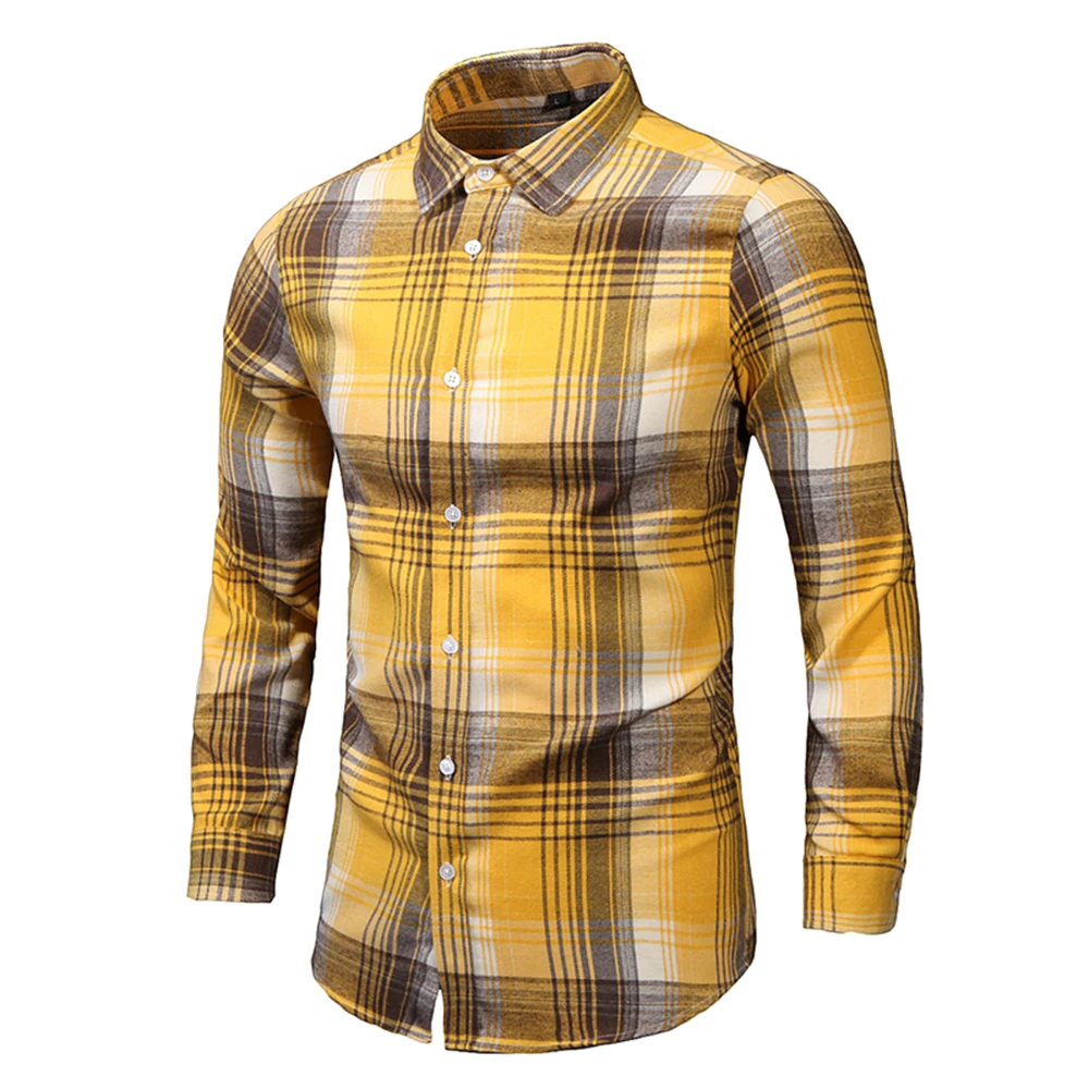 

Plus Size Asian Size M-7XL (Biggest Chest 138cm) Men's Printed Plaid Fashion Shirt Men Casual Spring and Autumn Long Sleeves