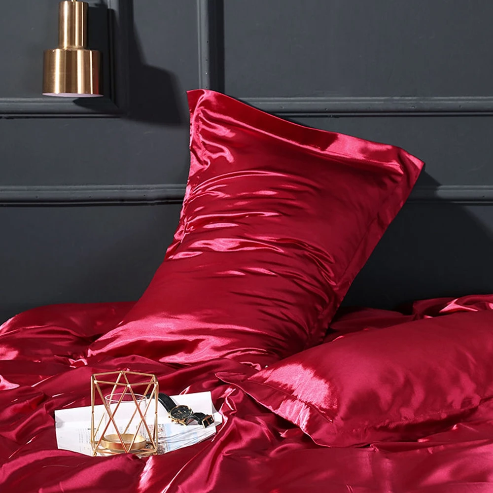 

100% Pure Mulberry Silk Pillowcase Solid Color Soft Natural Silk Pillowcase Real Silk Pillowcase Silk Pillow case Red 48x74cm