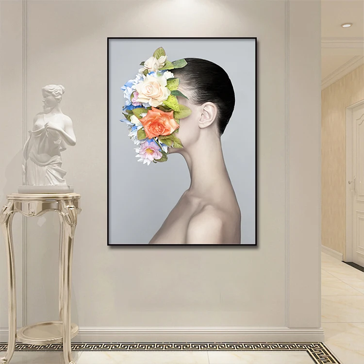 

Fashion Wall Painting Sbstract Girl Butterfly Girl Flower Face Canvas Fashion Home Decoration