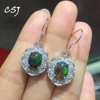 csj real natural opal dangle earrings 925 sterling silver ethiopia opal gemstone 79mm jewelry for women party gift