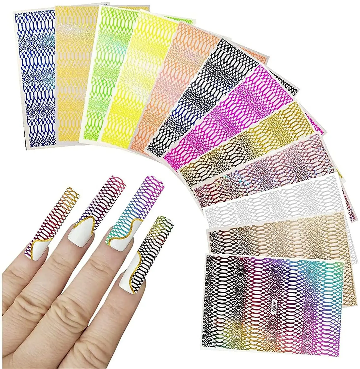 

New Nail Transfer Decals Mesh Decorations Snakeskin 3D Nails Stickers Snake Print Design