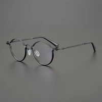 japanese retro round hand made titanium frame men glasses women eyewear blue blocking eyeglasses ultralight gafas spectacles