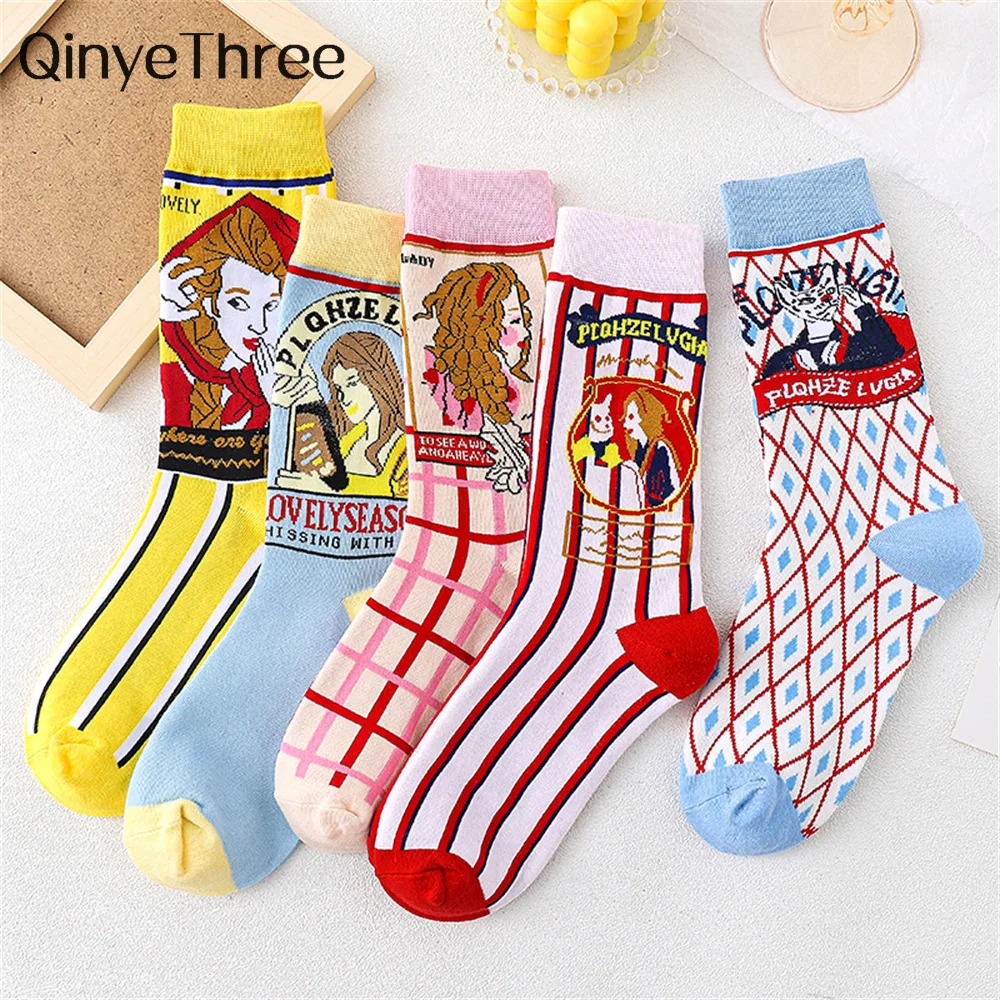 

НОВЫЕ шикарные Забавные милые модные женские Асимметричные носки из хлопка АВ в клетку с рисунком из мультфильма для счастливых девушек ми...