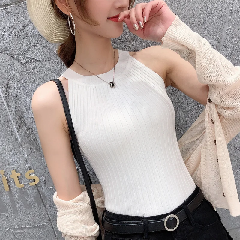 Новинка 2020 г. однотонный трикотажный жилет на бретелях с круглым вырезом OHCLOTHING