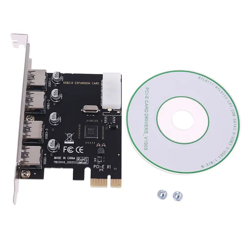 

4 Ports SuperSpeed USB 3.0 PCI-e PCI Express Expansion Adapter Card