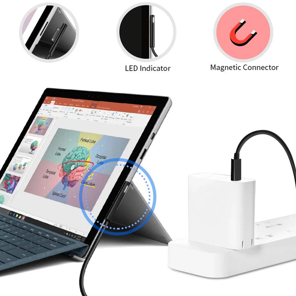 PD USB Type C зарядное устройство для Microsoft Surface Pro 6/5/4/3 Go Book Tablet совместимый 15V/12V 4A 3A 2.58A