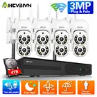 Система видеонаблюдения HD, Wi-Fi, PTZ 3 Мп 8 каналов, комплект беспроводного видеорегистратора, двусторонняя аудиосвязь, наружная IP-камера, система видеонаблюдения