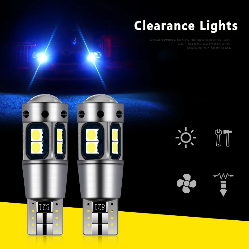 2 шт. T10 W5W светодиодный светильник лампы для автомобилей сигнальный s 10SMD CANBUS без