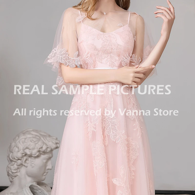 

Two Pieces A Line Tulle Evening Dress With Jacket Princess Ankle Length Bridesmaid Custom Made Prom Cocktail Party Gown #973