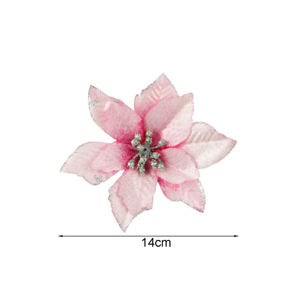 5 шт. искусственные рождественские цветы блестящие украшения для новогодней елки