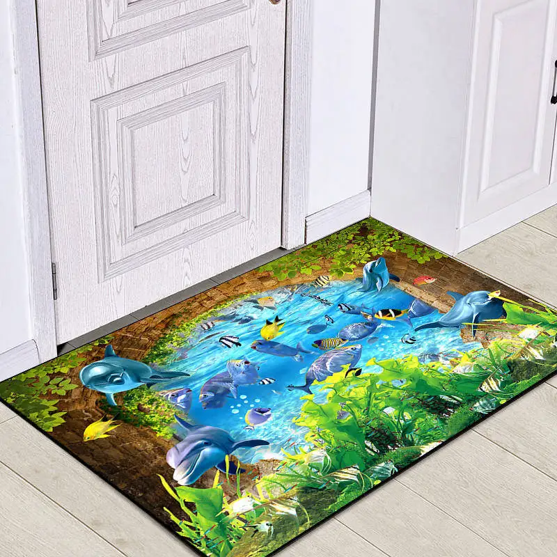 3D животных ковер с изображением рыбок входная дверь Ванная комната Кухня двери