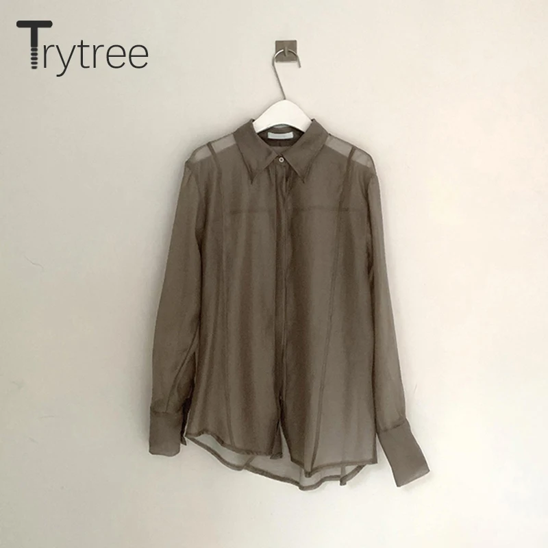 Trytree/Весенний комплект из двух предметов Повседневная однотонная блуза с