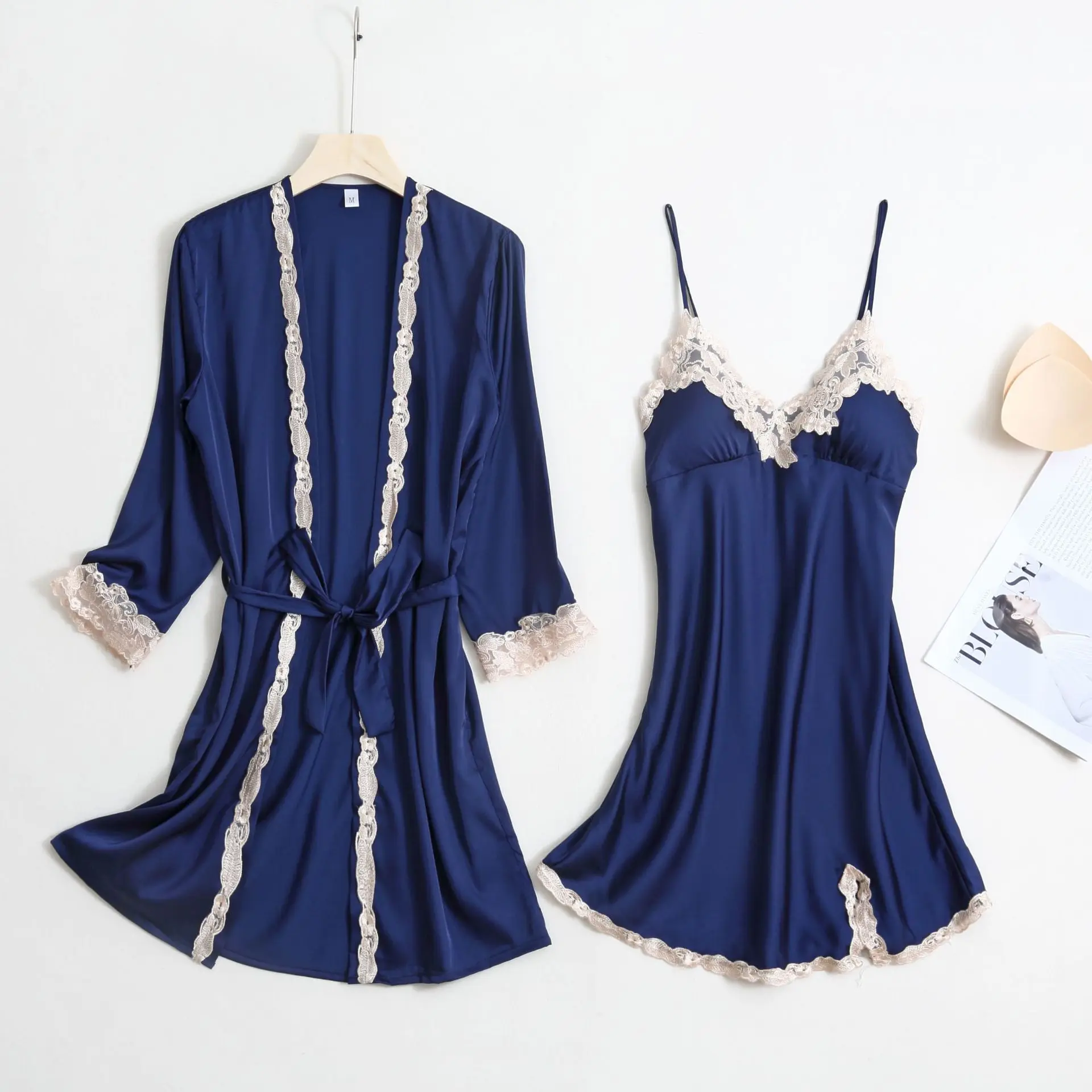 

Халат-кимоно Женский из искусственного шелка, комплект из 2 предметов, одежда для сна, ночная рубашка для невесты, подружки невесты, свадебна...