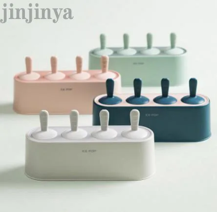 

Urallife 4 Hole Cute Homemade Popsicle Ice Cream Mold Home Made Ice Cream Frozen Popsicles Candy Box For