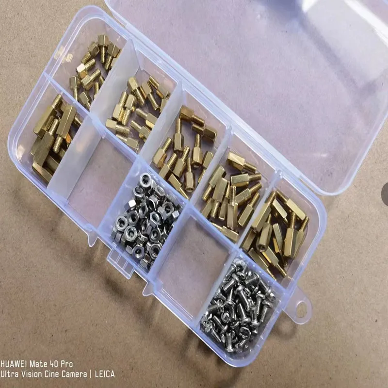 

180pcs M2 m2.5 M3 Male Female Thread Brass Spacer Standoffs/ Screw /Hex Nut Assortment set Kits with Plastic Box