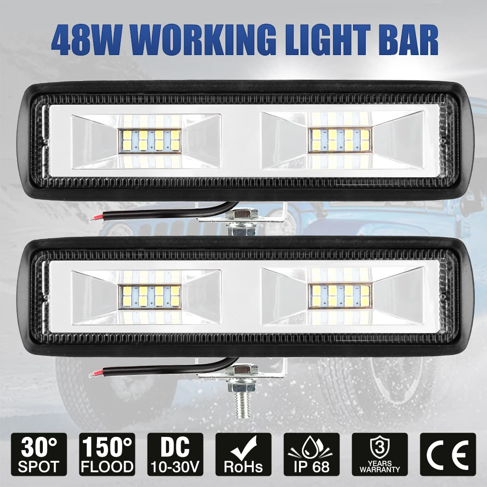 OKEEN 6 дюймов 48 Вт 16LED головной светильник для автомобиля, рабочий светильник, бар, дневной ходовой светильник, внедорожник, внедорожный противотуманный прожектор, автомобильные аксессуары 12В