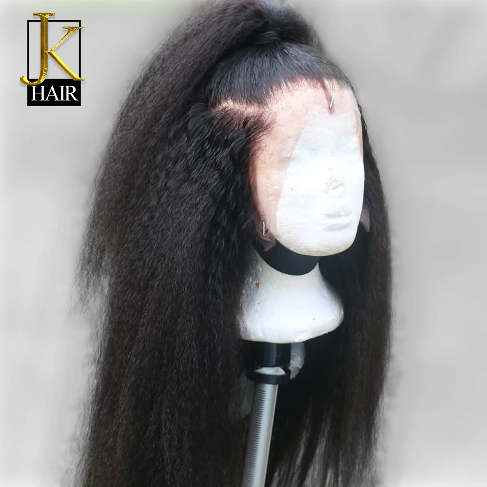 Курчавый прямой парик 13x4 Remy бразильские кружевные передние человеческие волосы