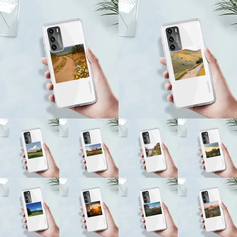 

Cottagecore Style Phone Case Transparent For Huawei MATE P 40 30 20 10 pro plus lite X 5G Soft TPU Clear Mobile bags