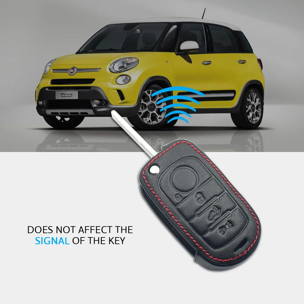 Кожаный чехол для автомобильного ключа Fiat 500X Toro Nuovo Grazie 4 кнопки складной