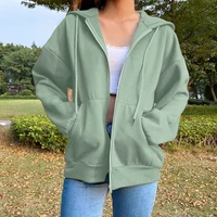 green zip sweatshirt winter jacket clothes oversized hoodie womens retro pocket long sleeve pullover clothes for teens street