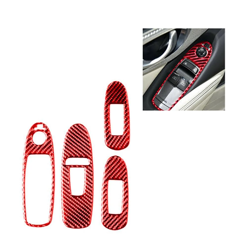 

Car Decals /stickers For Infiniti Q50 2014-2019 Red Carbon Fiber Window Lift Switch Panel Cover Trim Car Interior Decoration