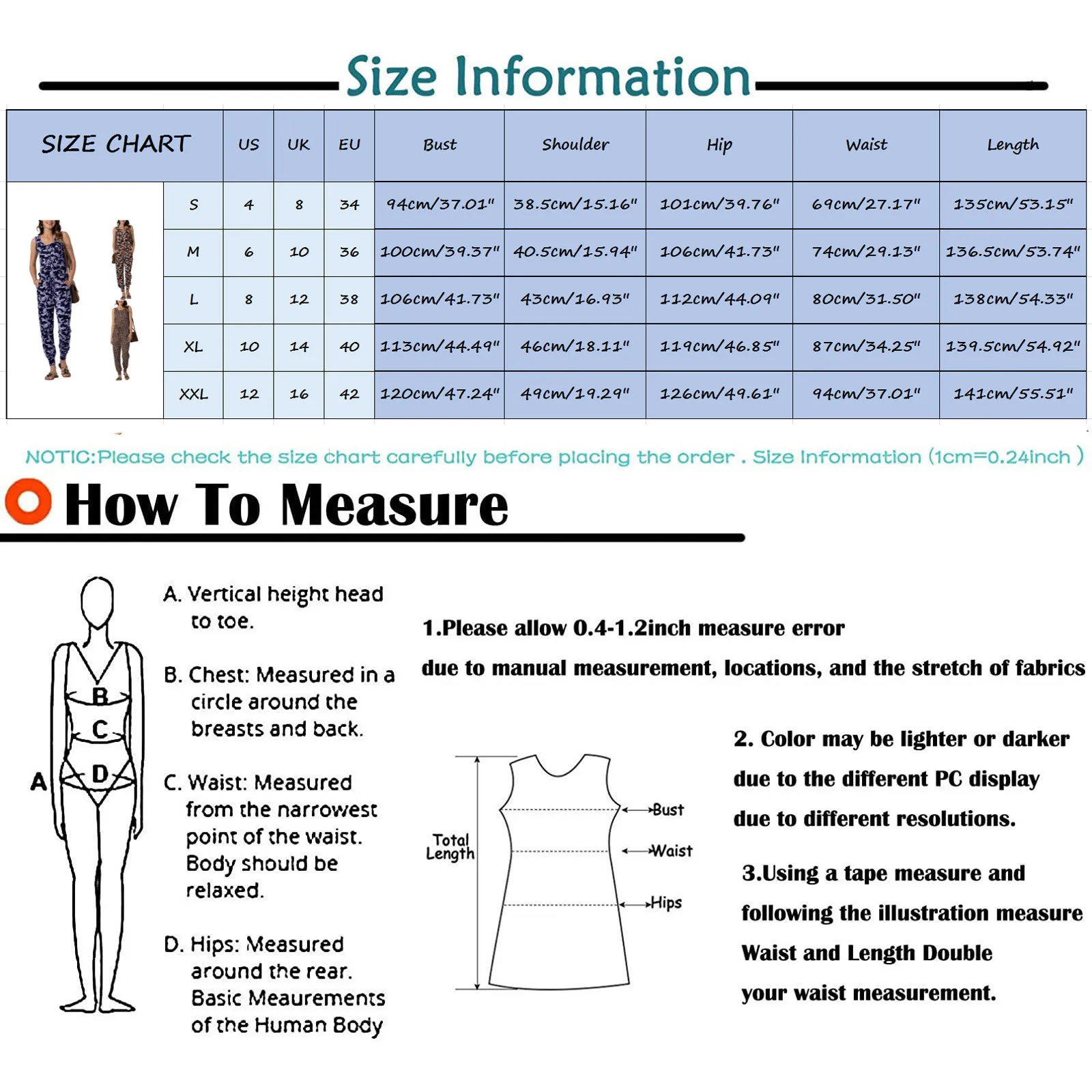 

Women Sexy Print Jumpsuits O-neck Pencil Pants Suspenders Playsuit Button Pocket Sleeveless Full Length Sports Rompers #T3G