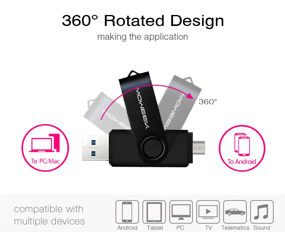 Moweek USB 3,0 OTG USB флэш-накопитель для Android смартфон 8 Гб оперативной памяти, 16 Гб встроенной памяти, 32 ГБ, 64 ГБ, 128 ГБ флэш-накопитель высокой скорости cle USB флеш-накопитель флешка