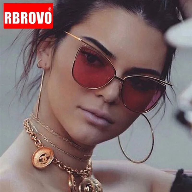 RBROVO Новое поступление металлические роскошные солнцезащитные очки женские Винтажные Солнцезащитные очки кошачьи глаза зеркало Ретро Oculos De Sol Feminino UV400