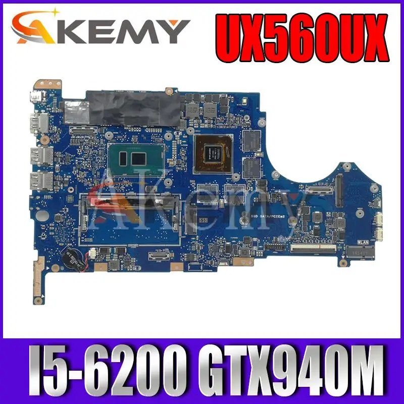 

UX560UX mainboard For Asus UX560U UX560UQK UX560UQ UX560UX Q534U Q534UX Q534UQ motherboard I5-6200/6198CPU 8G RAM GTX940M/2GB