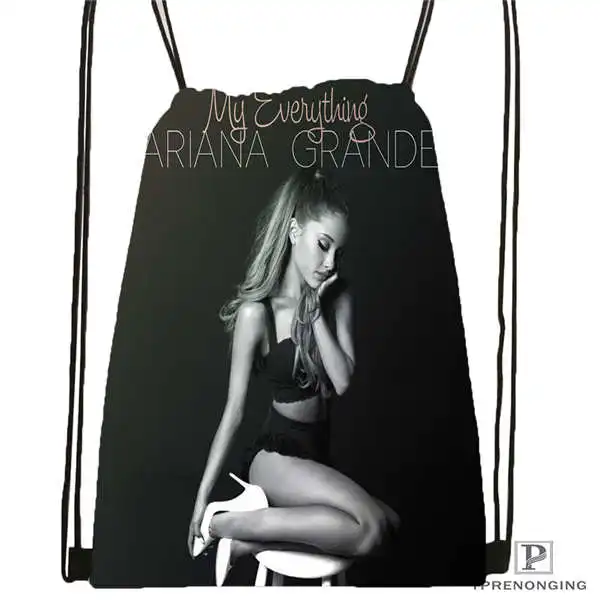 Drawstring Backpack Изготовленный На Заказ Ariana-Grande@ 02-походная сумка на шнурке милый рюкзак для детей(черная спинка) 31x40 см#180611-03-114 - Цвет: Drawstring Backpack