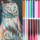 AOSI длинные прямые цветные синтетические пряди для наращивания волос с зажимом, для женщин и девочек