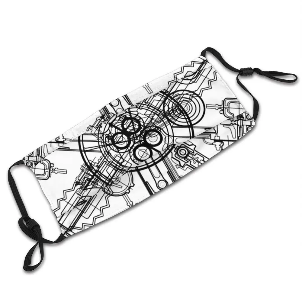 

Gear Diagram 1 ( Black ) Fashion Print Face Mask Reusable Washable Funny Pm2.5 Filter Mouth Mask Gear Diagram Blueprint