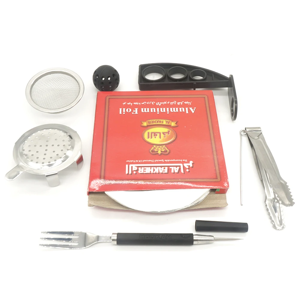 

10set Hookah Shisha Accessories With Fork And Carbon Tongs Aluminium Foil Narguile Cachimba Nargile Cigarette Chicha Tool