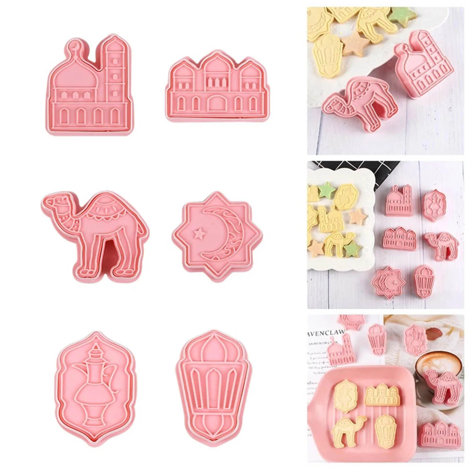 

6pcs Camel Moon Star Biscuit Mold Cookie Cutters Set Islamic Muslim Cake Baking Tools Ramadan EID MUBARAK Decor
