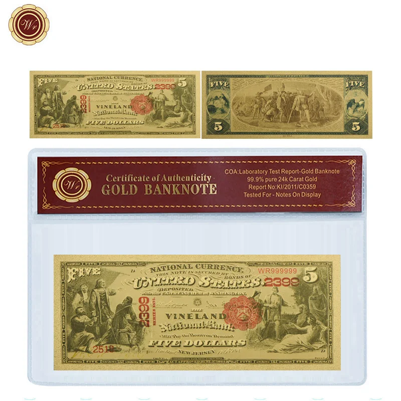 Цветная Золотая фольга для банкнот WR в американском стиле с рамкой из ПВХ 5