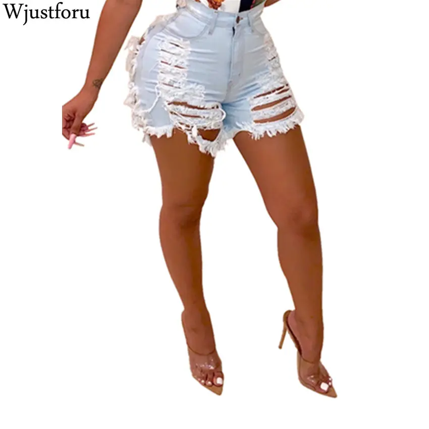 Wjustforu модные рваные джинсовые шорты Femme Bodycon Hole Клубные женские с отверстиями для