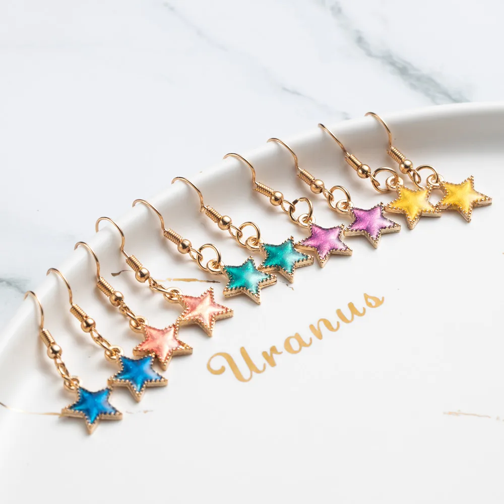 2019 New Fashion Romantic Sweet Cute Colorful Star Shape Dangling Drop Earrings For Women And Girls Wedding Engagement Accessory | Украшения