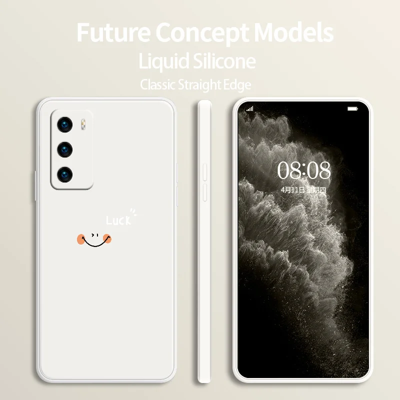 

Smiley Square Silicone Case For Huawei P40 P30 P20 Pro Lite Mate 40 30 20 Pro Lite P Smart 2021 Y7A Soft Phone Cover Case