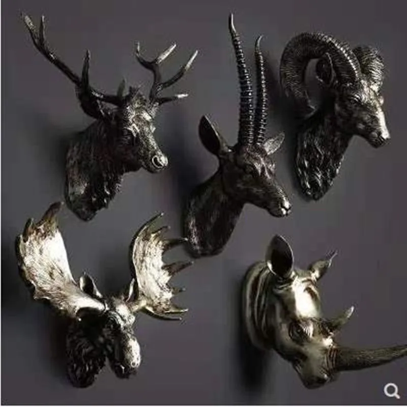 Three-dimensional animal head wall hanging stickers rhino sheep bull home office decoration crafts | Дом и сад