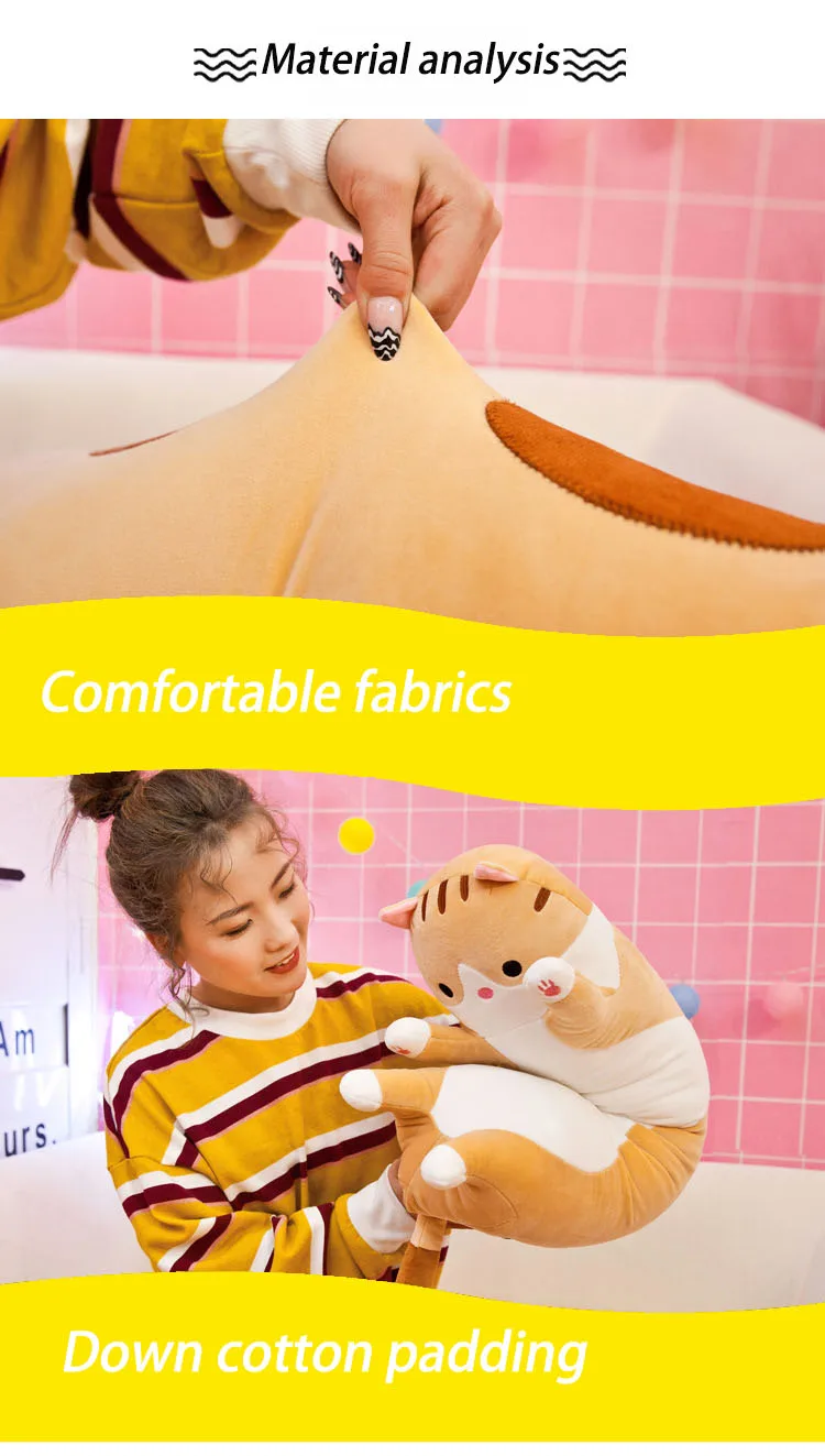 Новинка, креативный подарок, Kawaii, длинная кошка, кукла, спящий компаньон, мягкие животные, игрушки для детей, милые плюшевые игрушки, подарки на день рождения