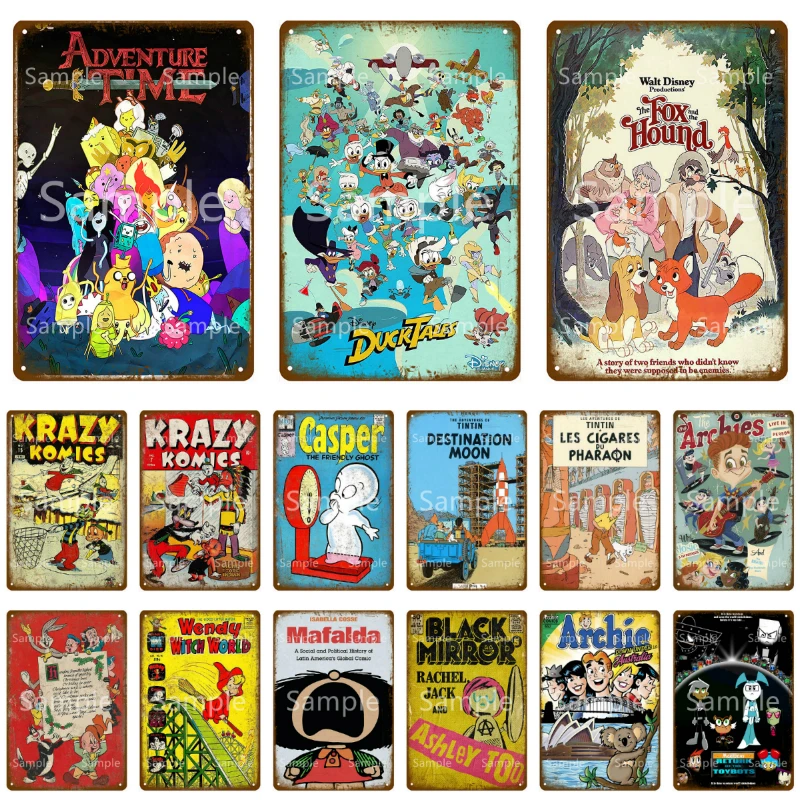 Винтажный мультфильм Krazy Komics металлические оловянные вывески персонажи аниме