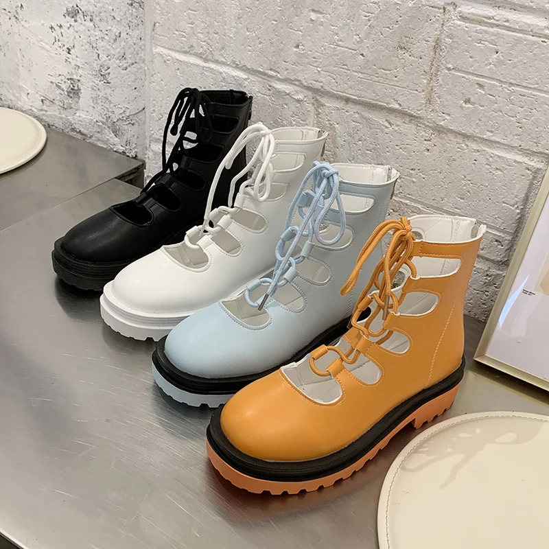 

Martin boots sandals women's summer 2020 new wild flat hollow women's shoes summer thin short boots sandals Z707