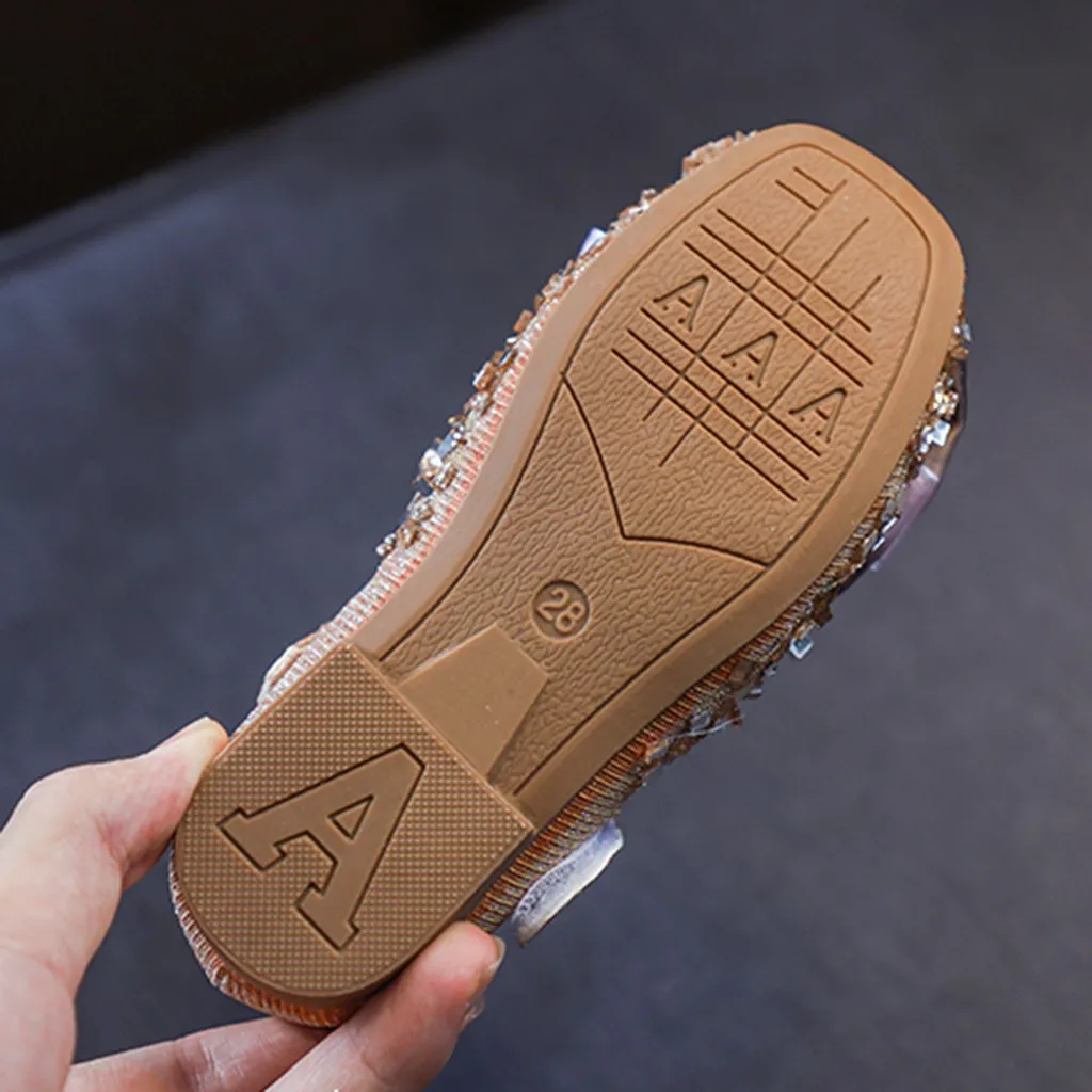 

children shoes baby girls shoes Pearl Crystal Bling Single Party Bowknot Princess Shoe girls Leather Dance PU shoes Flat shoes