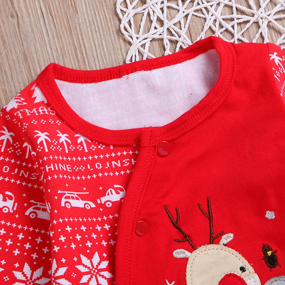 

2020 Christmas Baby Romper Girl Boys Deer Print Jumpsuit New Year New Born Baby Costume Onesie Toddler Kids Winter Clothes