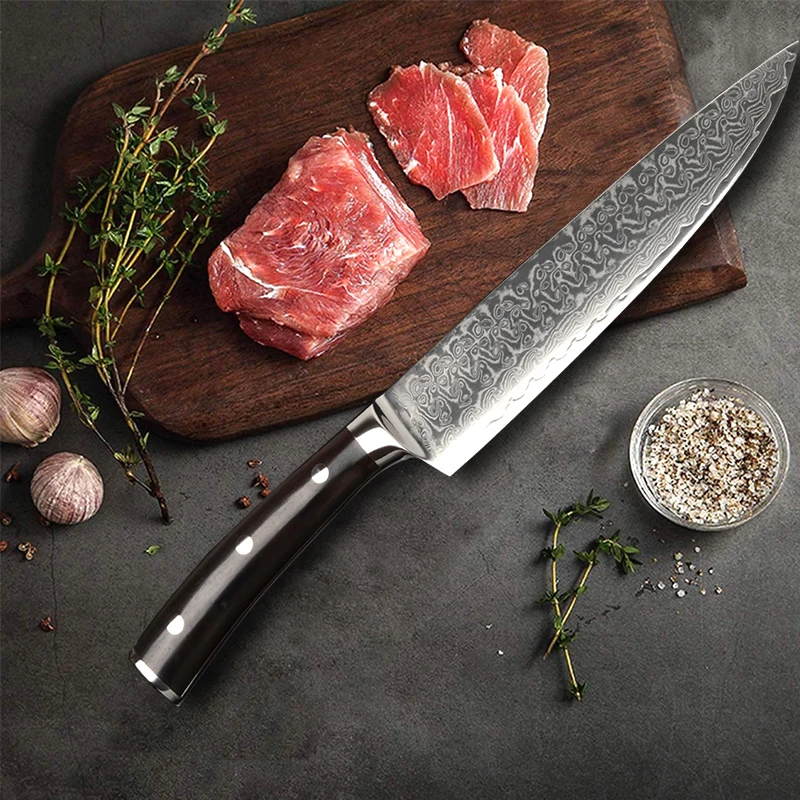 Нож шеф повара японский Дамаск VG10 сталь рыба мясо овощи фрукты 8 дюймов Gyuto