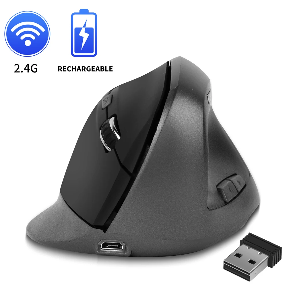 

Эргономичная беспроводная мышь 1600DPI USB перезаряжаемая 2,4 ГГц оптическая Вертикальная мышь B95C эргономичная перезаряжаемая игровая мышь