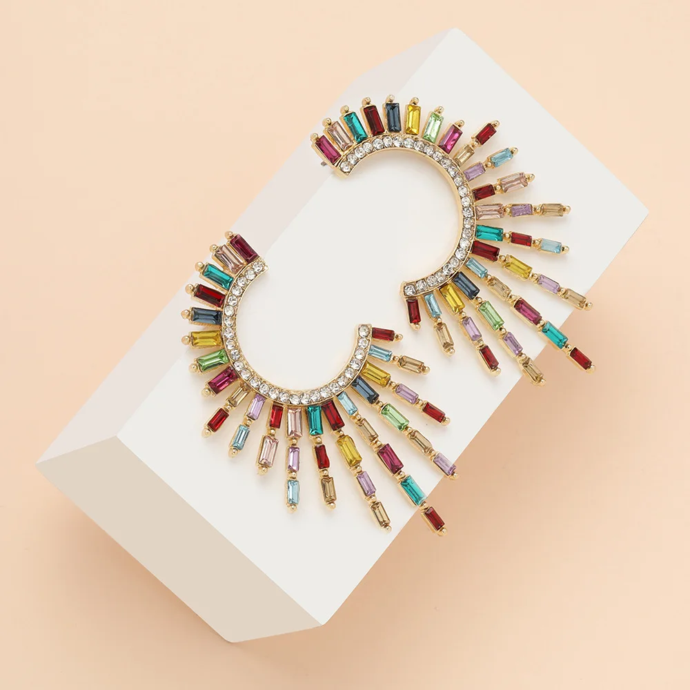Женские серьги-подвески 4 цвета стразы ювелирное изделие в богемном стиле |